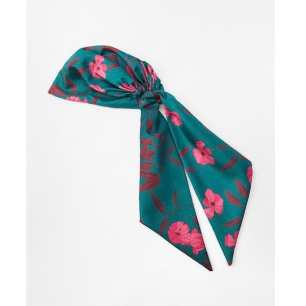 Zara Green and Pink Floral Hair Scarf